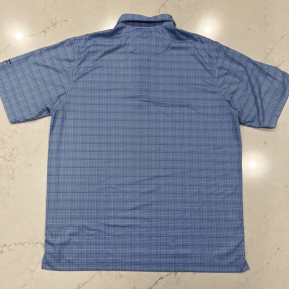DONALD ROSS Mens Sz L Blue White Plaid Short Sleeve Golf Polo Shirt Nemacolin CC - Picture 4 of 9
